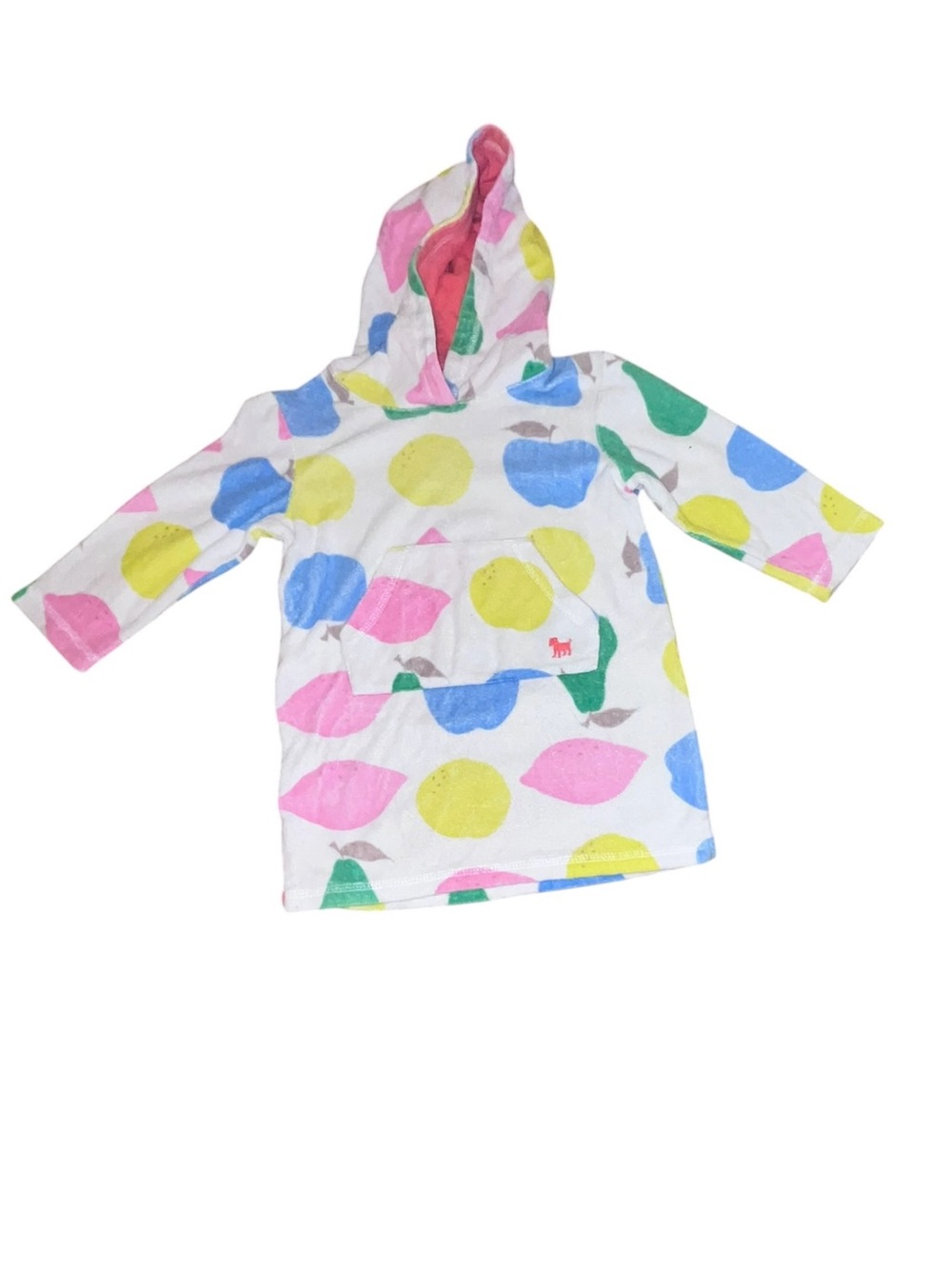 MINI BODEN Hooded Terry Toweling Swim Cover Up Girls| Size 2-3Y |FRUIT PATTERN|